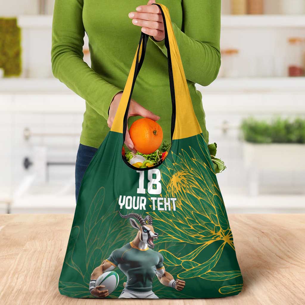 Custom Rugby South Africa Grocery Bag Springboks Mascot - Wonder Print Shop