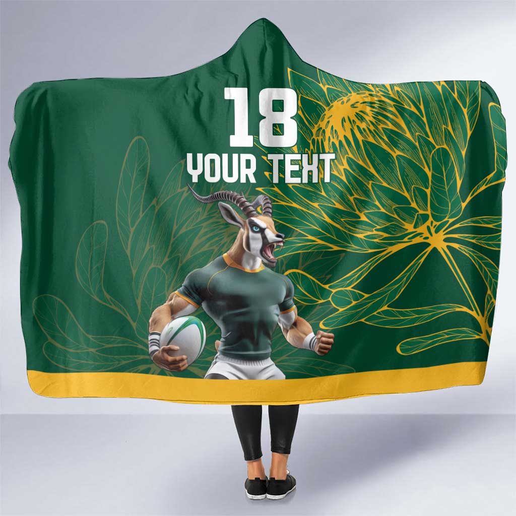 Custom Rugby South Africa Hooded Blanket Springboks Mascot - Wonder Print Shop