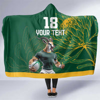 Custom Rugby South Africa Hooded Blanket Springboks Mascot - Wonder Print Shop