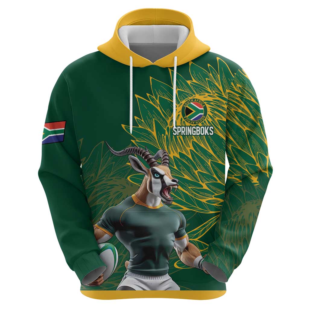 Custom Rugby South Africa Hoodie Springboks Mascot - Wonder Print Shop