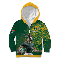Custom Rugby South Africa Kid Hoodie Springboks Mascot - Wonder Print Shop