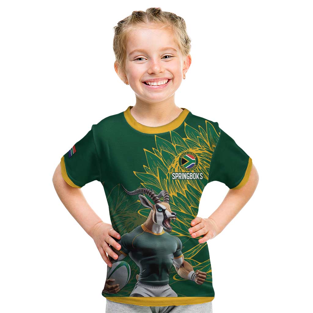 Custom Rugby South Africa Kid T Shirt Springboks Mascot - Wonder Print Shop