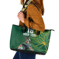 Custom Rugby South Africa Leather Tote Bag Springboks Mascot - Wonder Print Shop