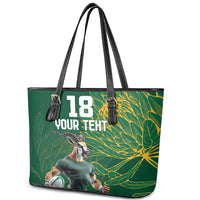 Custom Rugby South Africa Leather Tote Bag Springboks Mascot - Wonder Print Shop