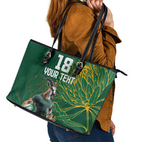 Custom Rugby South Africa Leather Tote Bag Springboks Mascot - Wonder Print Shop