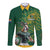 Custom Rugby South Africa Long Sleeve Button Shirt Springboks Mascot - Wonder Print Shop