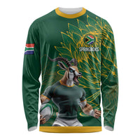 Custom Rugby South Africa Long Sleeve Shirt Springboks Mascot - Wonder Print Shop