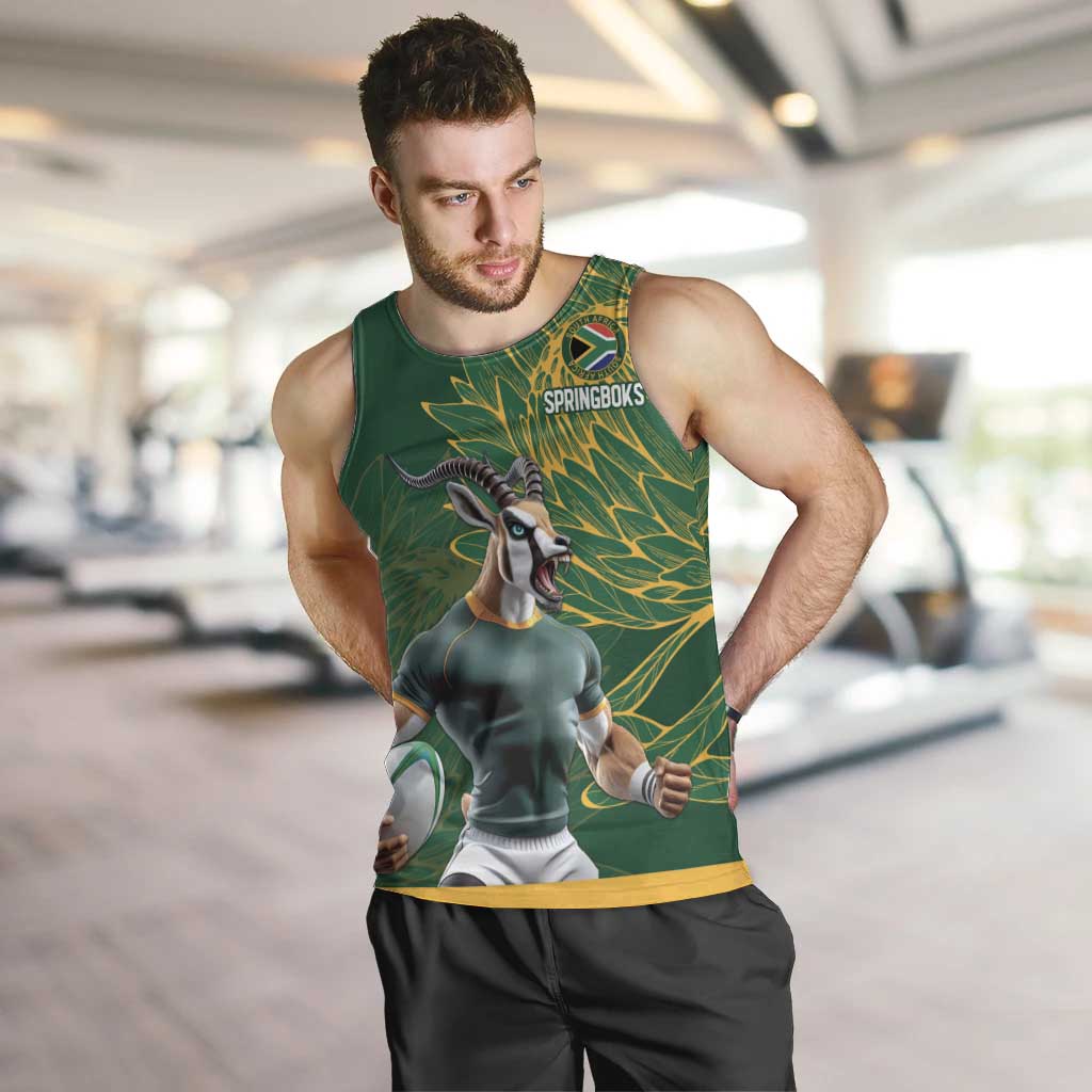 Custom Rugby South Africa Men Tank Top Springboks Mascot - Wonder Print Shop