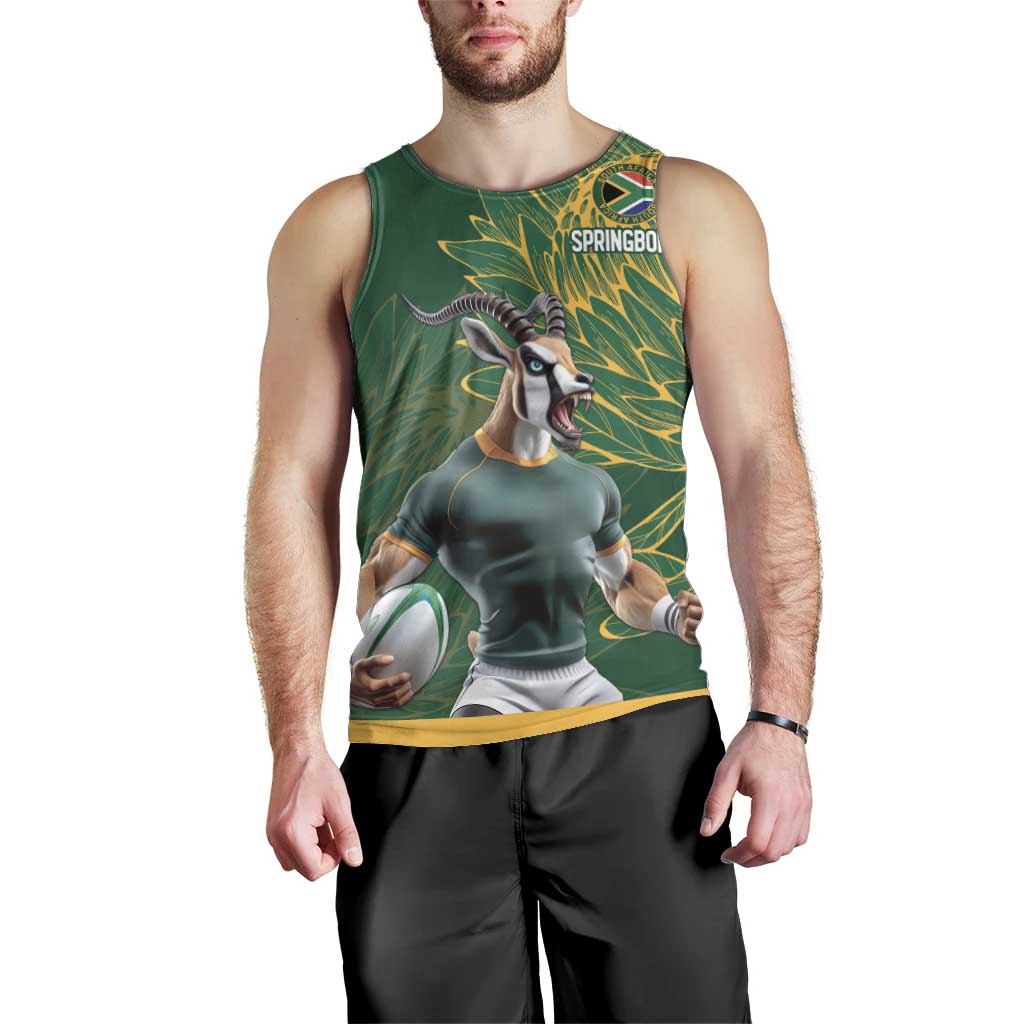 Custom Rugby South Africa Men Tank Top Springboks Mascot - Wonder Print Shop