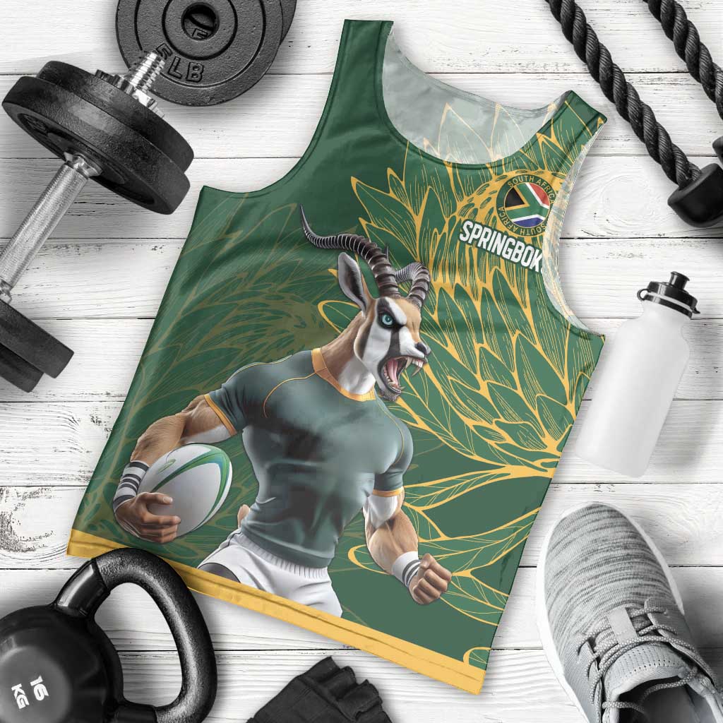 Custom Rugby South Africa Men Tank Top Springboks Mascot - Wonder Print Shop
