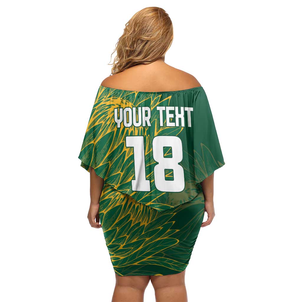 Custom Rugby South Africa Off Shoulder Short Dress Springboks Mascot - Wonder Print Shop