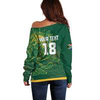 Custom Rugby South Africa Off Shoulder Sweater Springboks Mascot - Wonder Print Shop