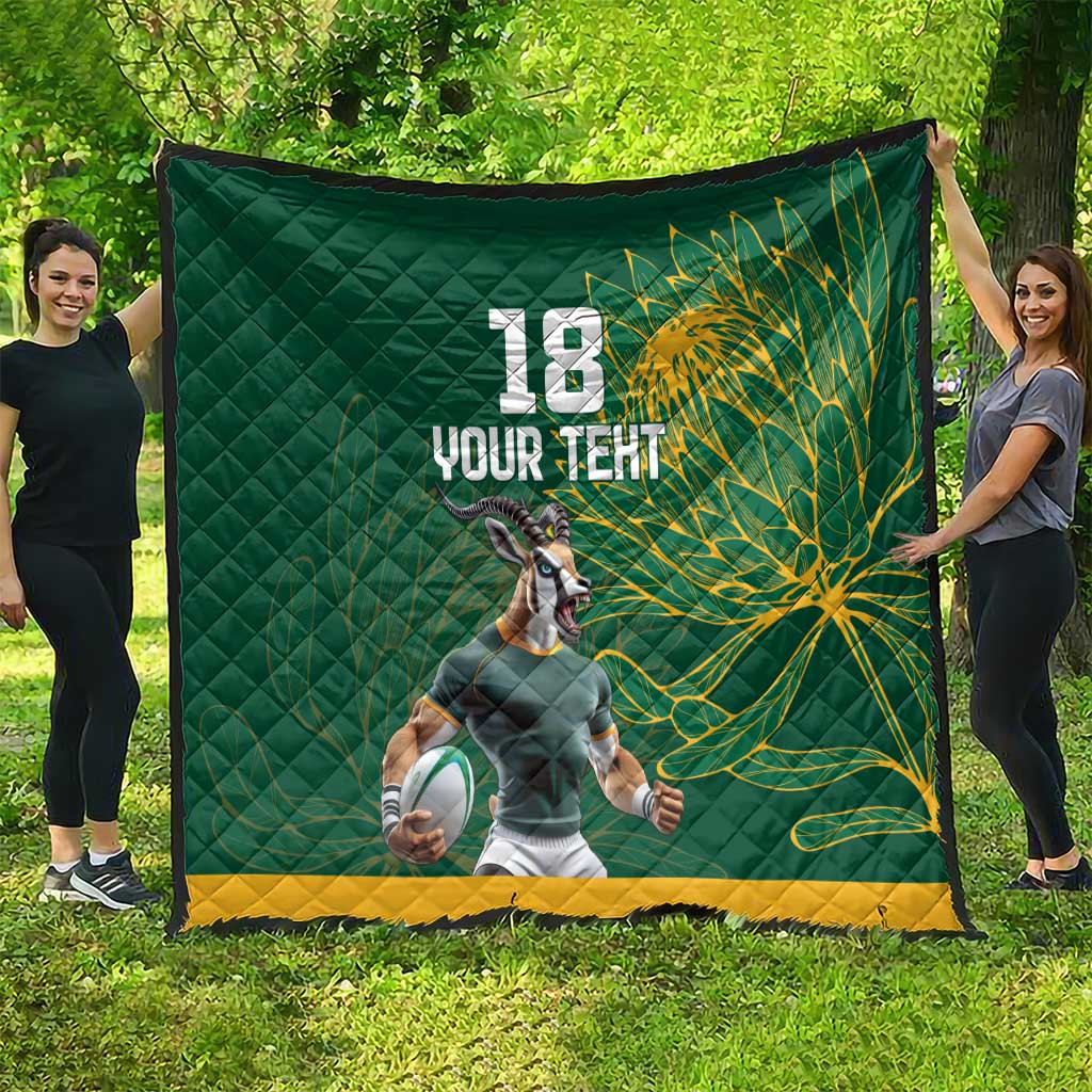 Custom Rugby South Africa Quilt Springboks Mascot - Wonder Print Shop