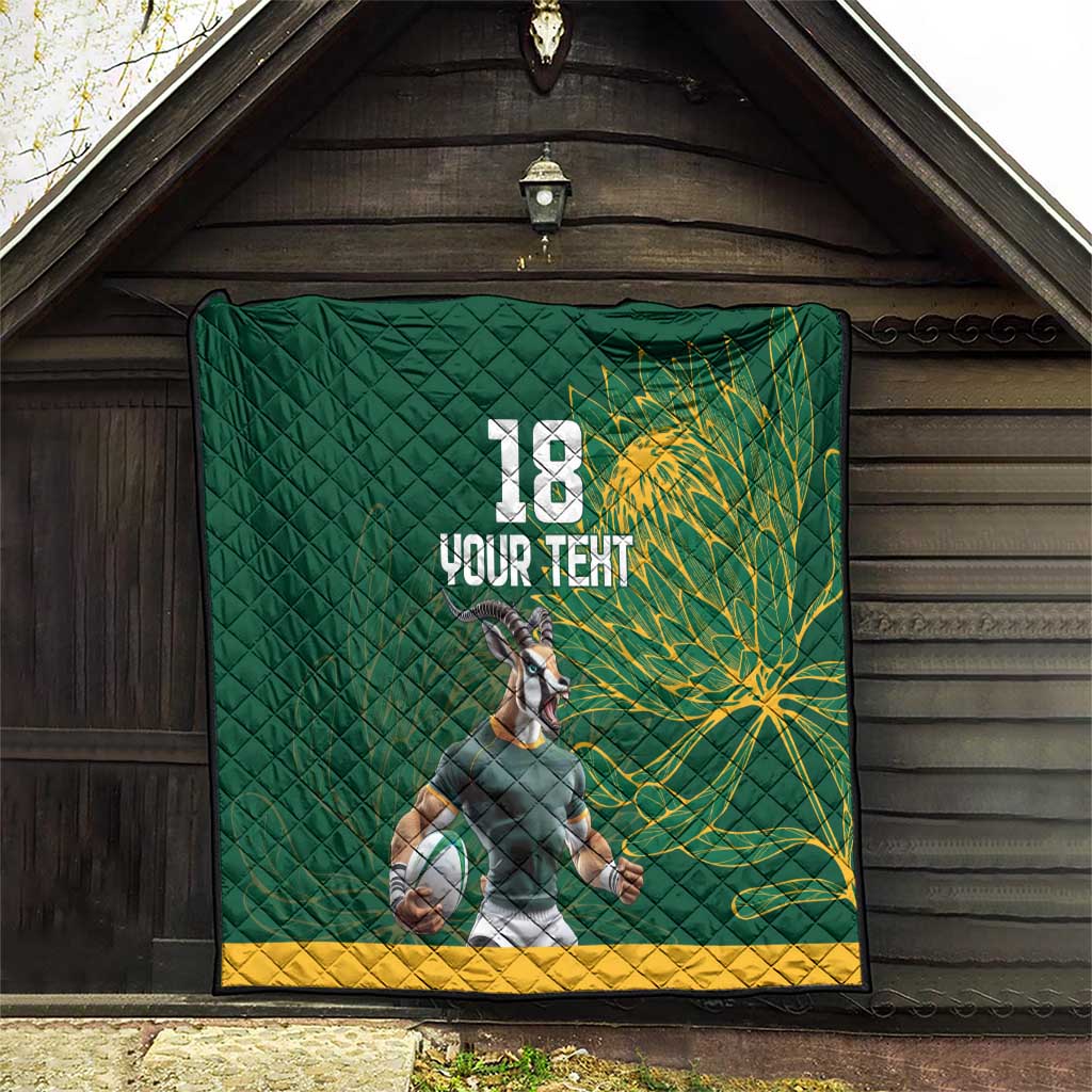 Custom Rugby South Africa Quilt Springboks Mascot - Wonder Print Shop