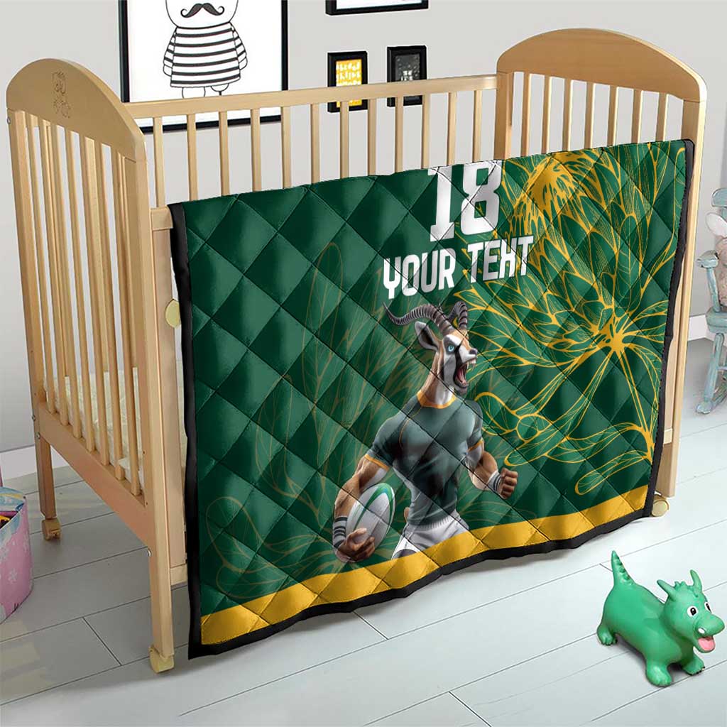 Custom Rugby South Africa Quilt Springboks Mascot - Wonder Print Shop