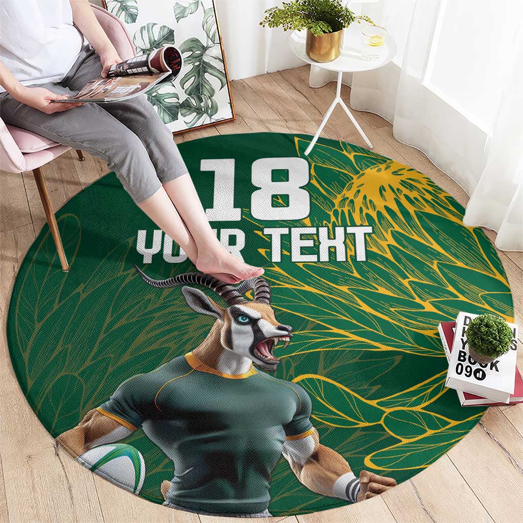 Custom Rugby South Africa Round Carpet Springboks Mascot - Wonder Print Shop