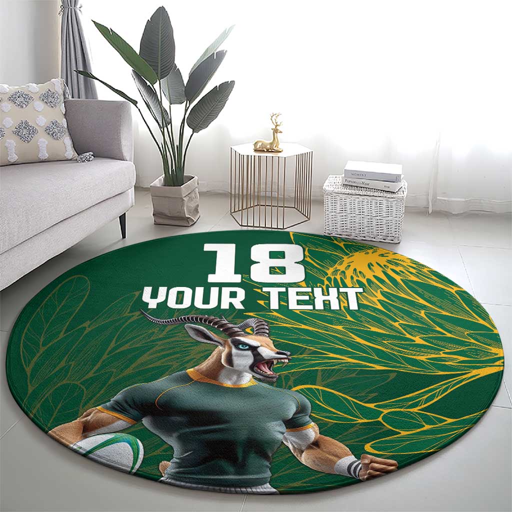 Custom Rugby South Africa Round Carpet Springboks Mascot - Wonder Print Shop