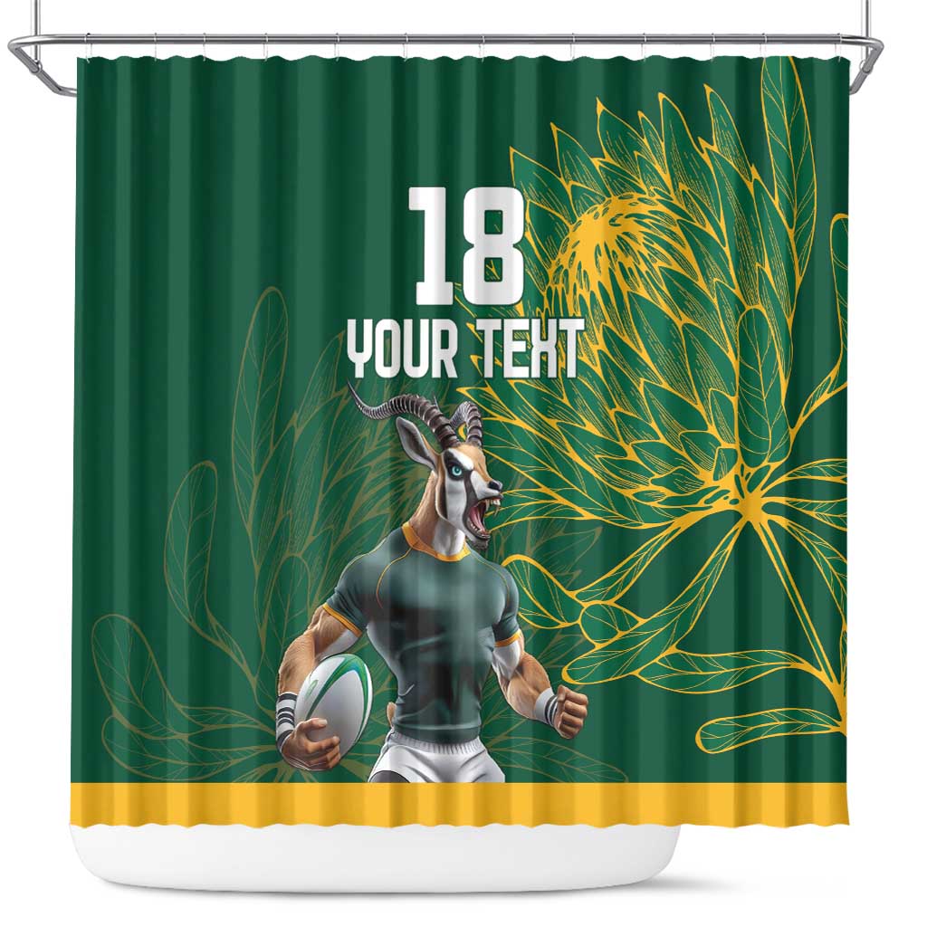Custom Rugby South Africa Shower Curtain Springboks Mascot - Wonder Print Shop