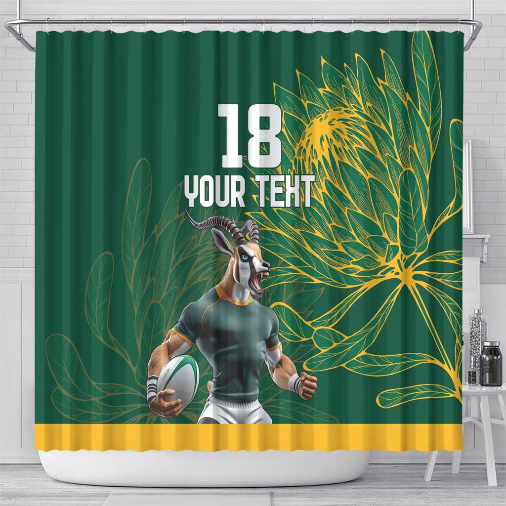 Custom Rugby South Africa Shower Curtain Springboks Mascot - Wonder Print Shop