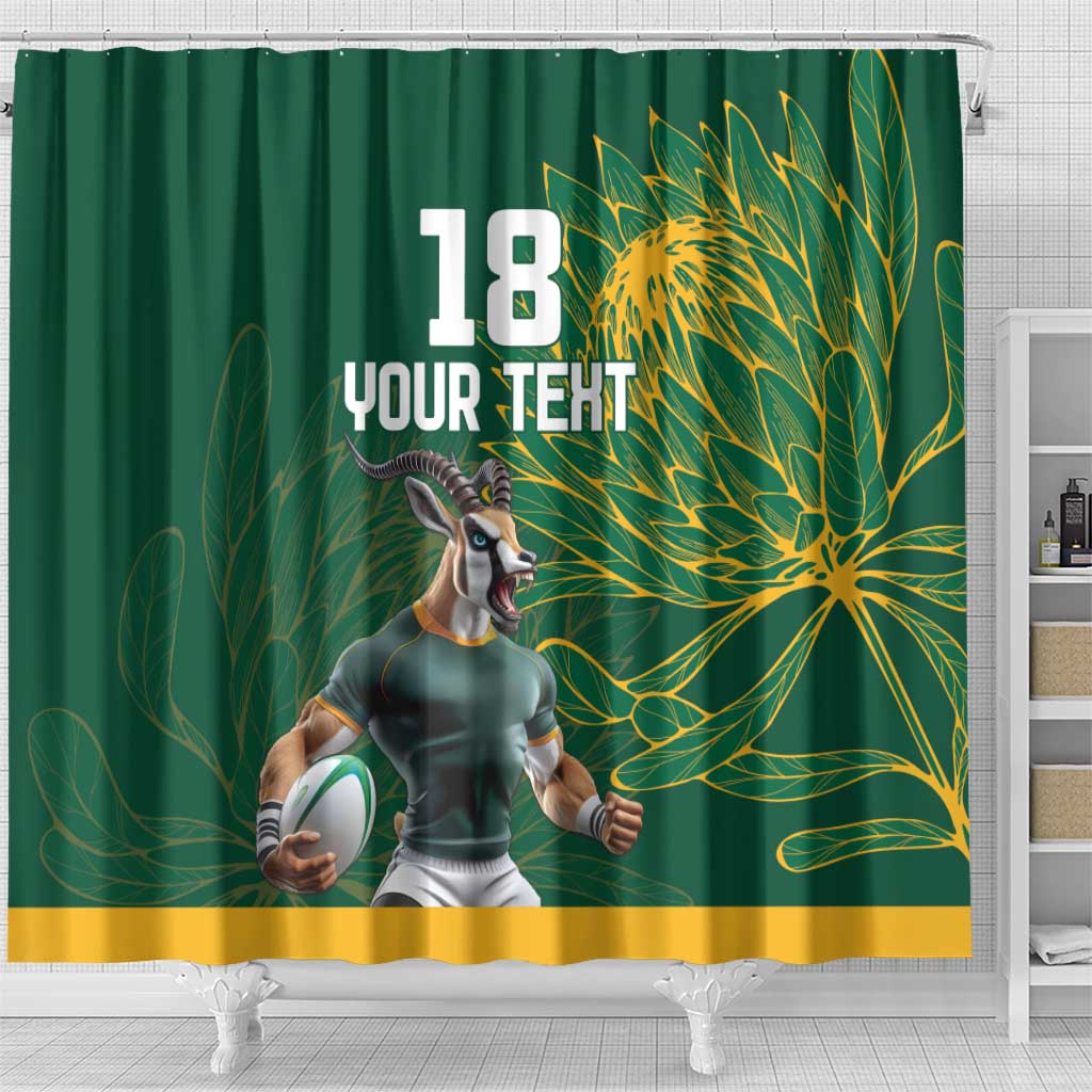 Custom Rugby South Africa Shower Curtain Springboks Mascot - Wonder Print Shop