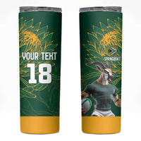 Custom Rugby South Africa Skinny Tumbler Springboks Mascot - Wonder Print Shop