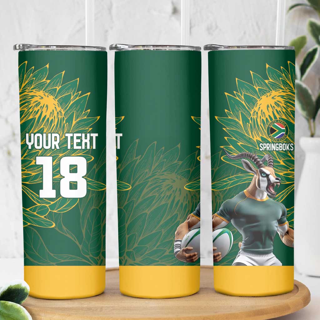 Custom Rugby South Africa Skinny Tumbler Springboks Mascot - Wonder Print Shop
