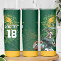 Custom Rugby South Africa Skinny Tumbler Springboks Mascot - Wonder Print Shop