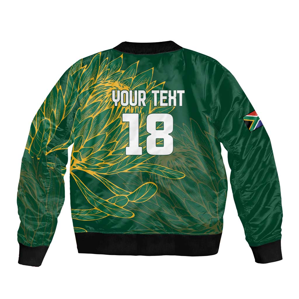 Custom Rugby South Africa Sleeve Zip Bomber Jacket Springboks Mascot - Wonder Print Shop