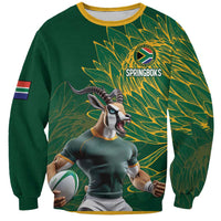 Custom Rugby South Africa Sweatshirt Springboks Mascot - Wonder Print Shop