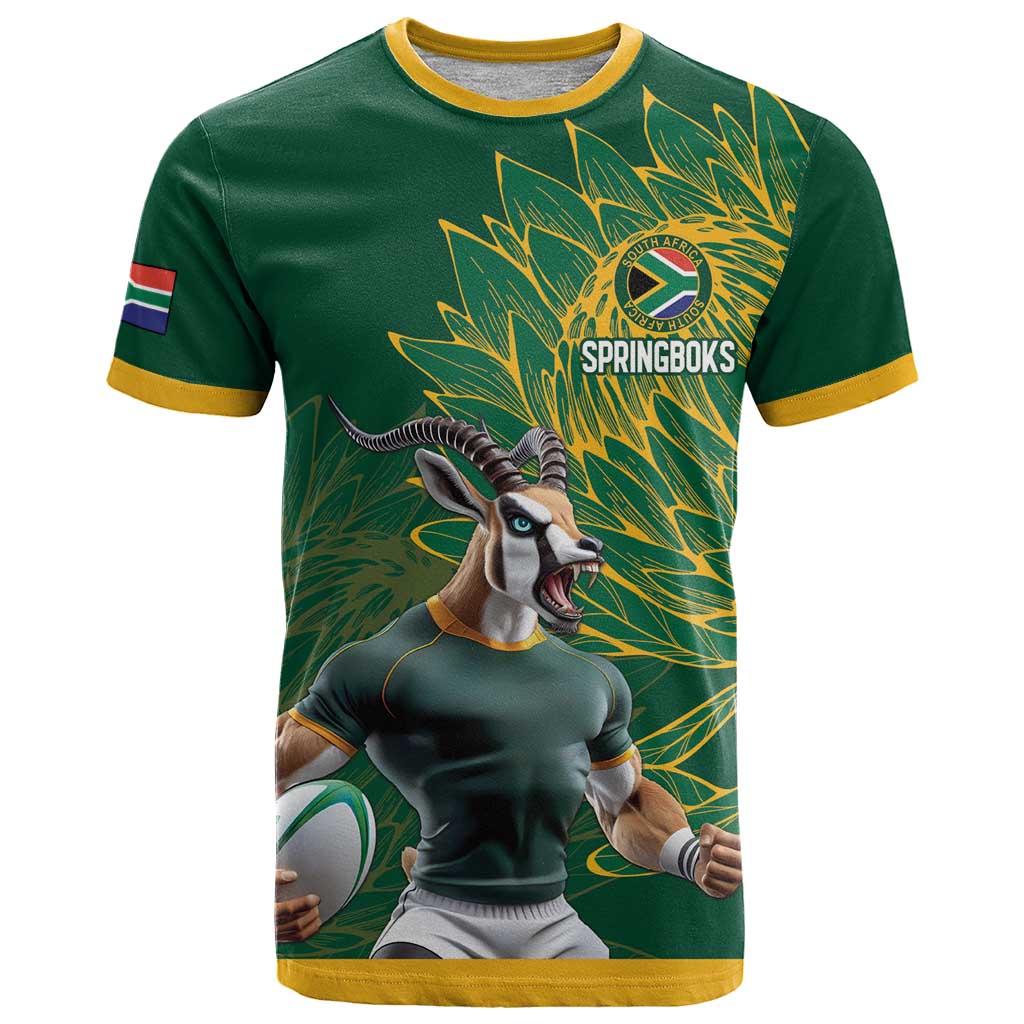 Custom Rugby South Africa T Shirt Springboks Mascot - Wonder Print Shop