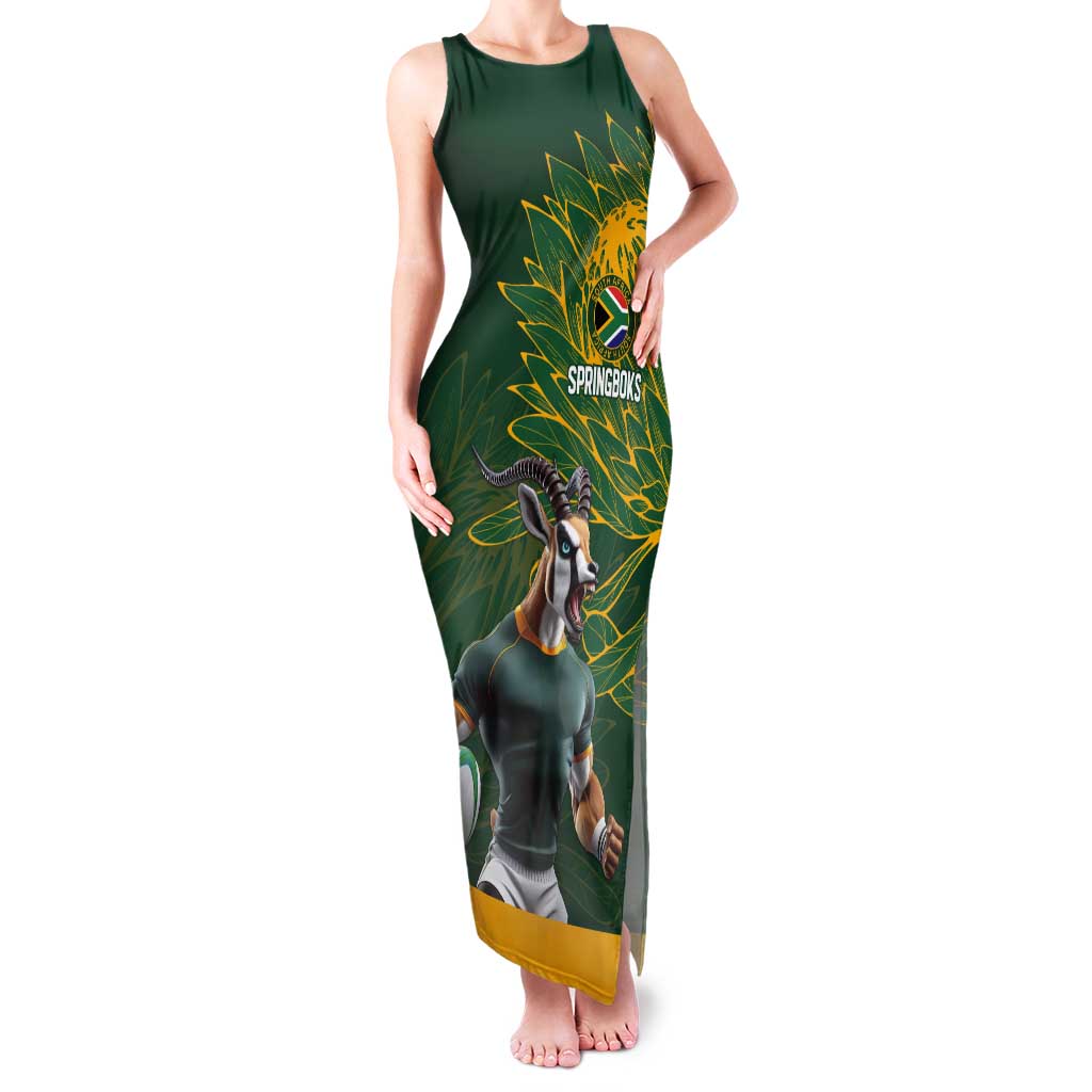 Custom Rugby South Africa Tank Maxi Dress Springboks Mascot - Wonder Print Shop
