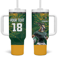 Custom Rugby South Africa Tumbler With Handle Springboks Mascot - Wonder Print Shop