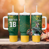 Custom Rugby South Africa Tumbler With Handle Springboks Mascot - Wonder Print Shop