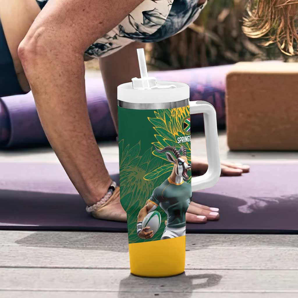 Custom Rugby South Africa Tumbler With Handle Springboks Mascot - Wonder Print Shop