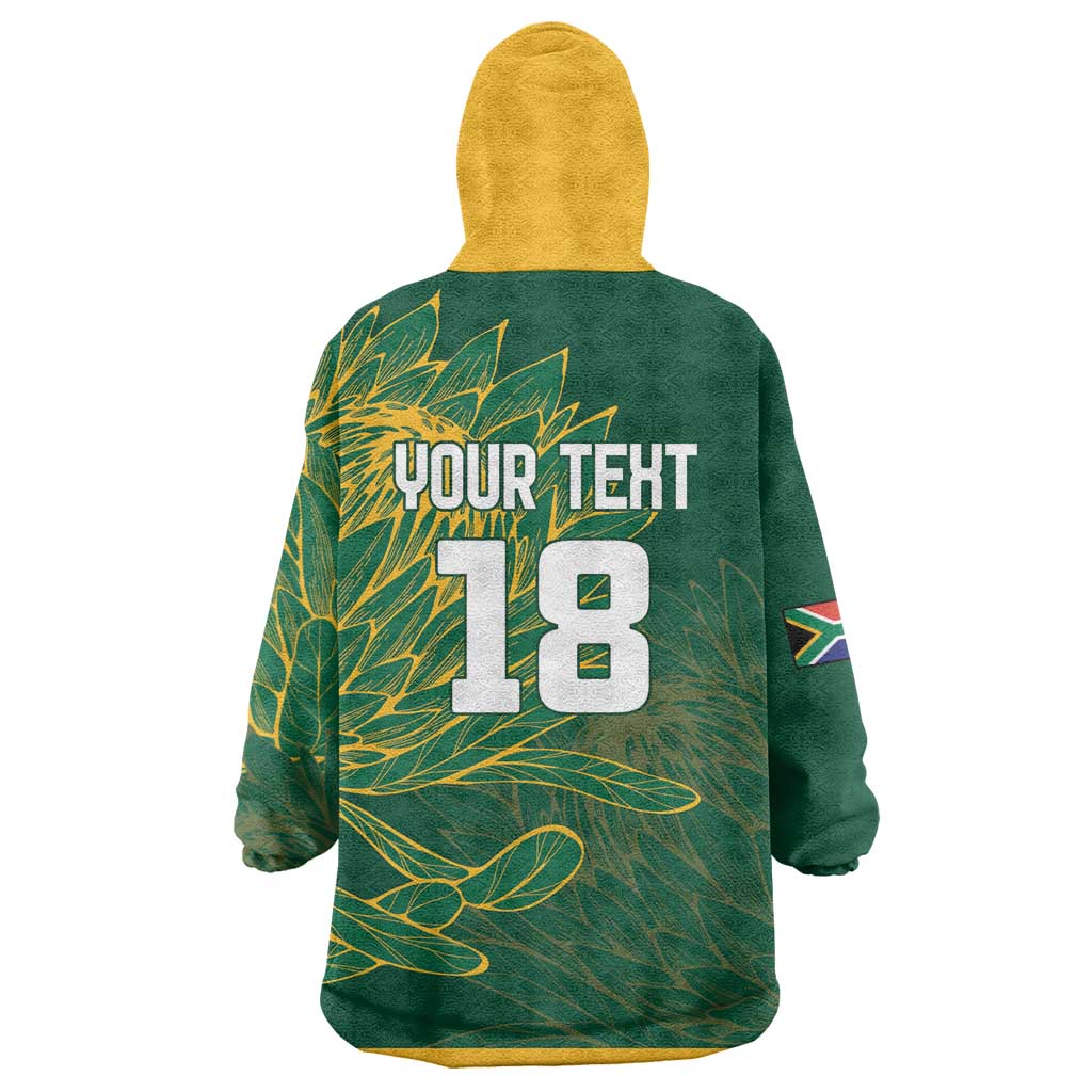 Custom Rugby South Africa Wearable Blanket Hoodie Springboks Mascot - Wonder Print Shop