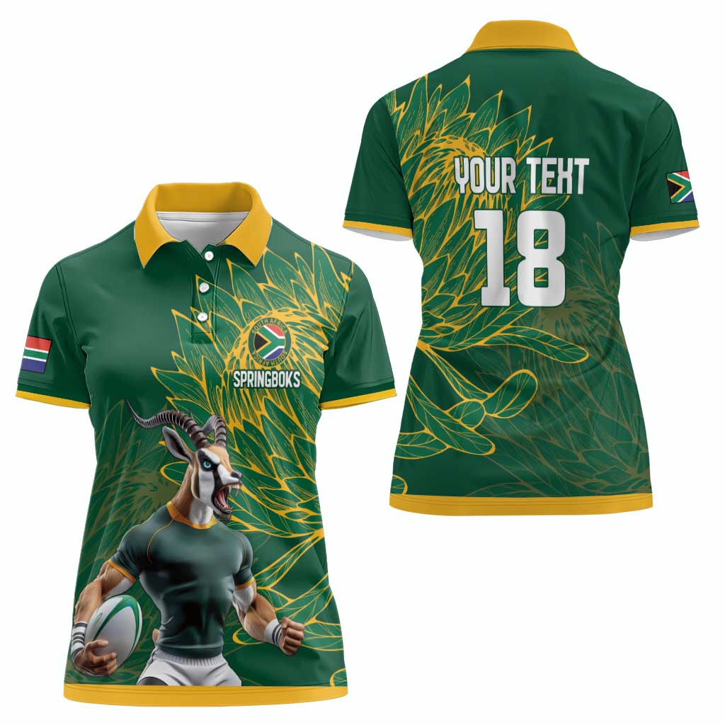 Custom Rugby South Africa Women Polo Shirt Springboks Mascot - Wonder Print Shop