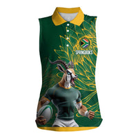 Custom Rugby South Africa Women Sleeveless Polo Shirt Springboks Mascot - Wonder Print Shop