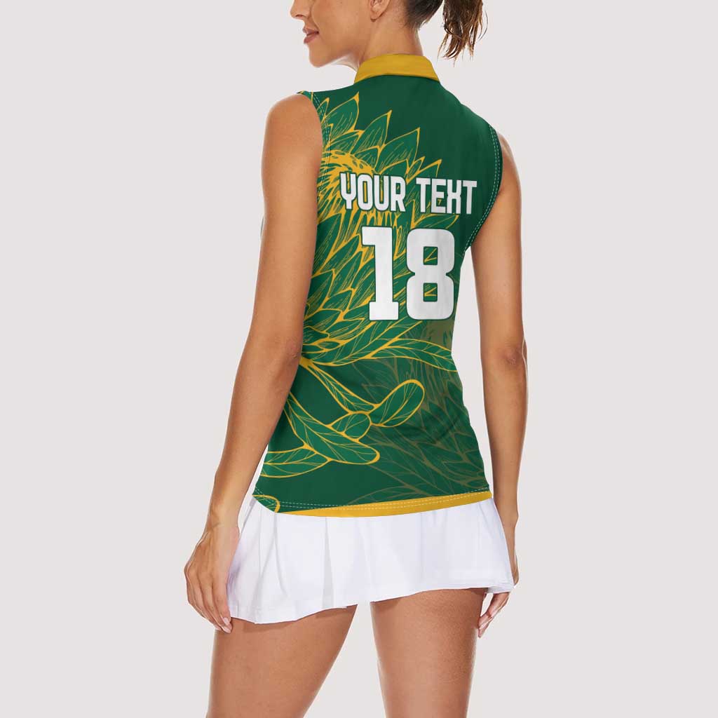 Custom Rugby South Africa Women Sleeveless Polo Shirt Springboks Mascot - Wonder Print Shop