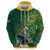 Custom Rugby South Africa Zip Hoodie Springboks Mascot - Wonder Print Shop
