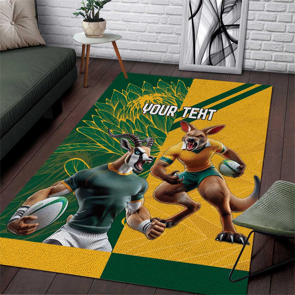 Personalized Rugby South Africa Australia Area Rug Springboks Wallabies Mascot Go Champions - Wonder Print Shop
