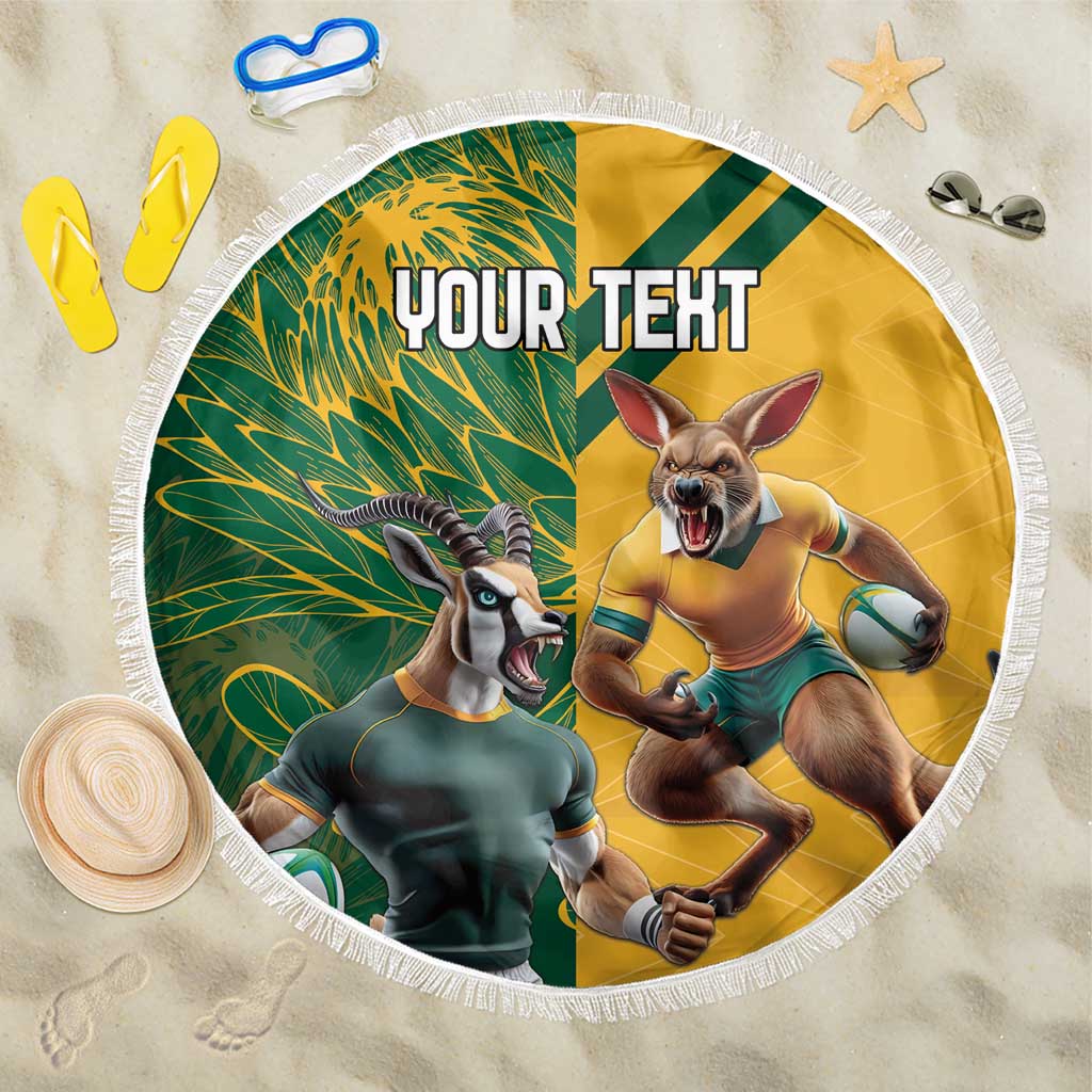 Personalized Rugby South Africa Australia Beach Blanket Springboks Wallabies Mascot Go Champions - Wonder Print Shop