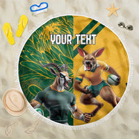 Personalized Rugby South Africa Australia Beach Blanket Springboks Wallabies Mascot Go Champions - Wonder Print Shop