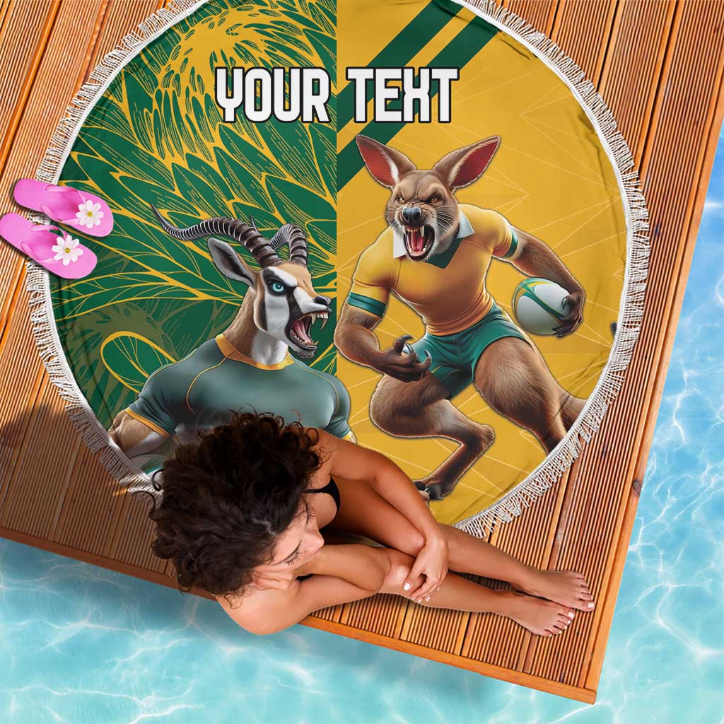Personalized Rugby South Africa Australia Beach Blanket Springboks Wallabies Mascot Go Champions - Wonder Print Shop