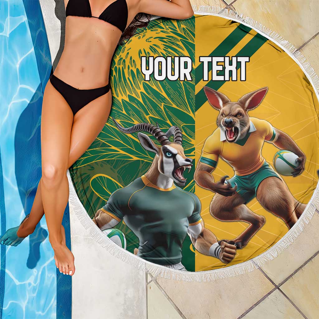 Personalized Rugby South Africa Australia Beach Blanket Springboks Wallabies Mascot Go Champions - Wonder Print Shop