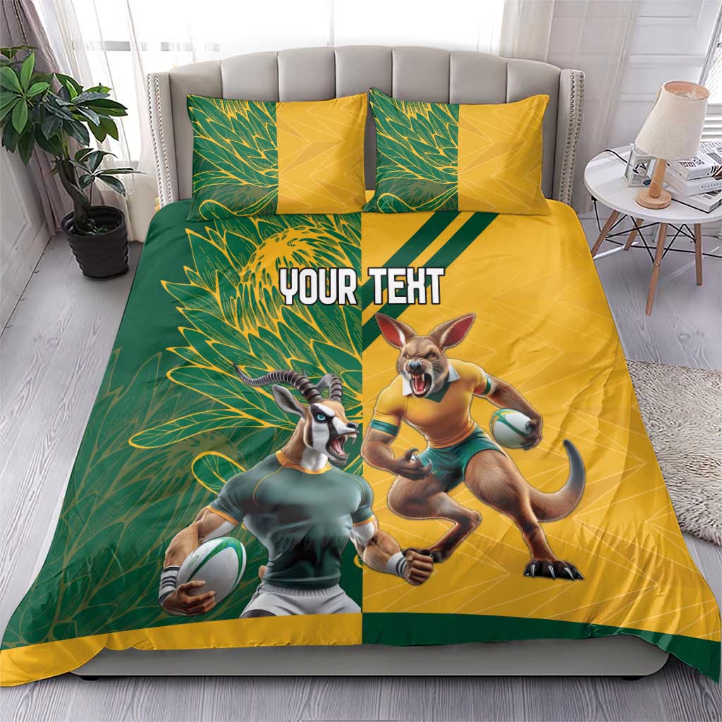 Personalized Rugby South Africa Australia Bedding Set Springboks Wallabies Mascot Go Champions - Wonder Print Shop