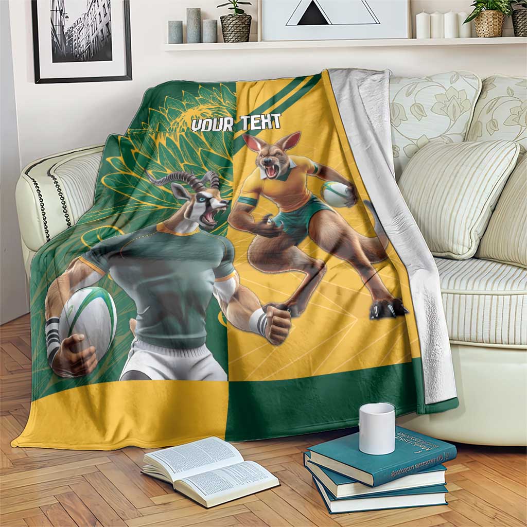 Personalized Rugby South Africa Australia Blanket Springboks Wallabies Mascot Go Champions - Wonder Print Shop