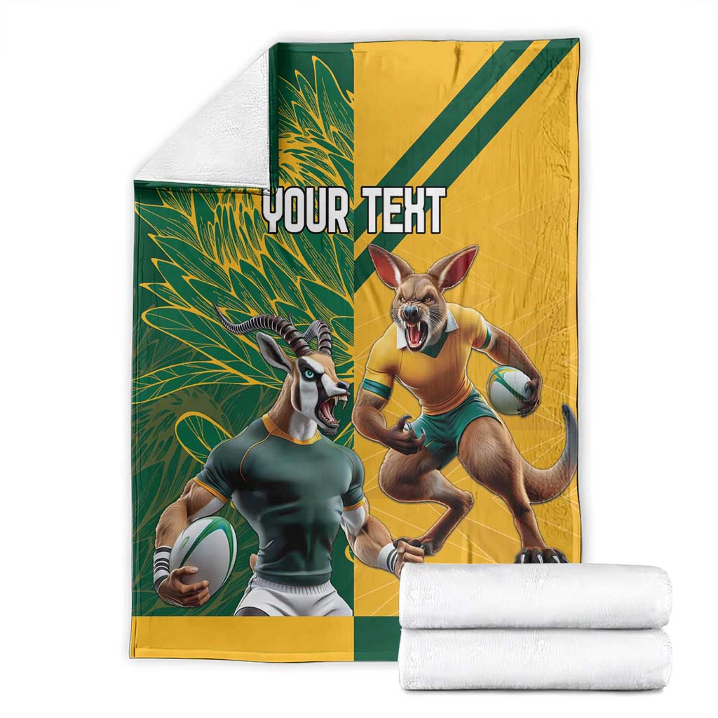 Personalized Rugby South Africa Australia Blanket Springboks Wallabies Mascot Go Champions - Wonder Print Shop