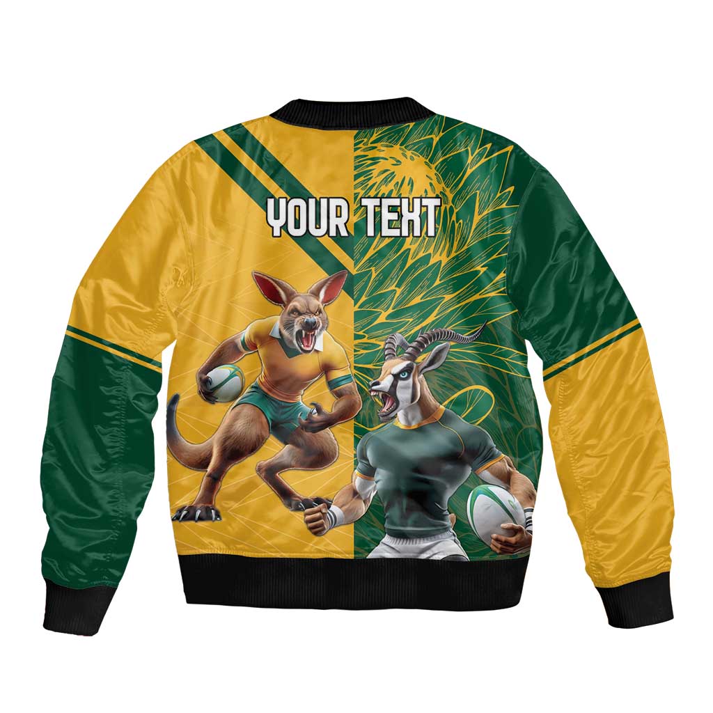 Personalized Rugby South Africa Australia Bomber Jacket Springboks Wallabies Mascot Go Champions - Wonder Print Shop