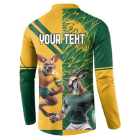 Personalized Rugby South Africa Australia Button Sweatshirt Springboks Wallabies Mascot Go Champions - Wonder Print Shop