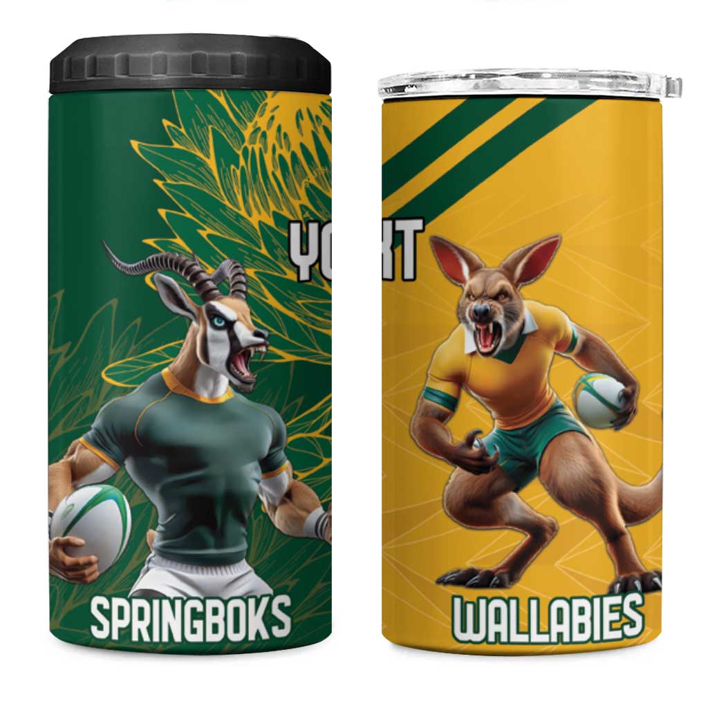 Personalized Rugby South Africa Australia 4 in 1 Can Cooler Tumbler Springboks Wallabies Mascot Go Champions - Wonder Print Shop